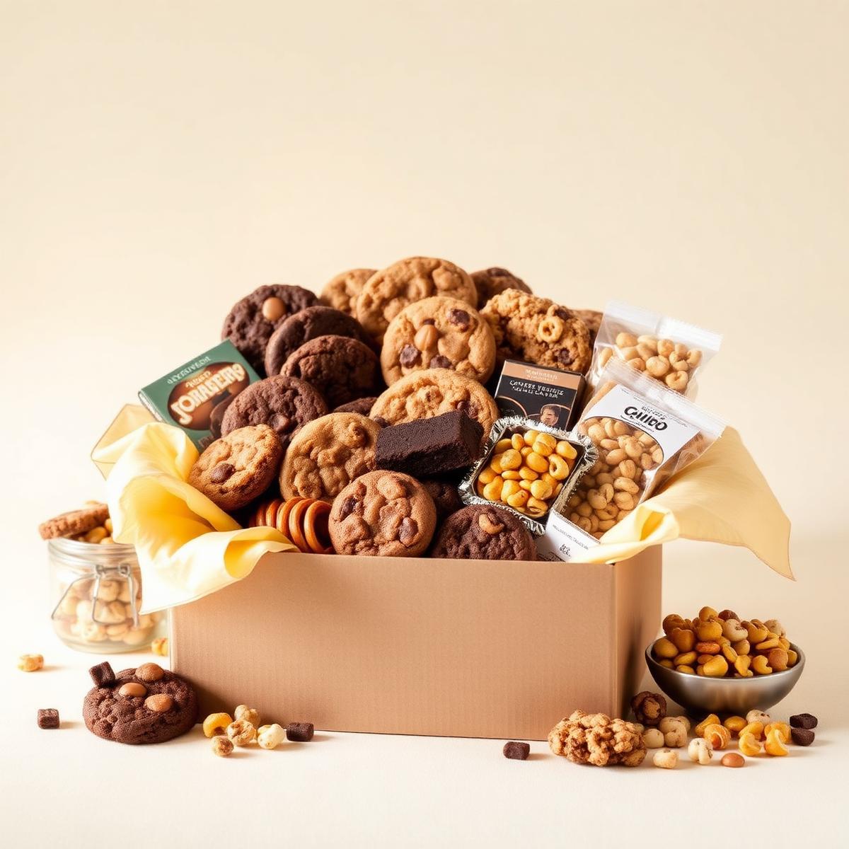 A large treat box filled with brownies, cookies, and bars ready to share